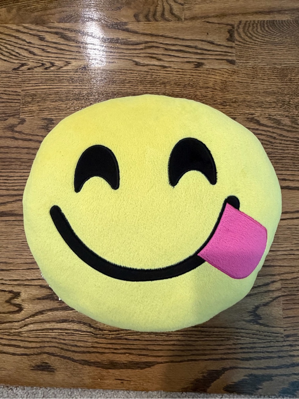 Yellow Tongue-Out Emoji Plush Pillow